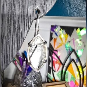 Silver Tourmaline In Quartz Earrings